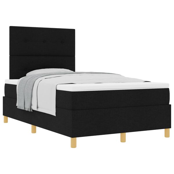 vidaXL Lit &agrave; ressorts avec matelas Noir 120 x 190 cm tissu