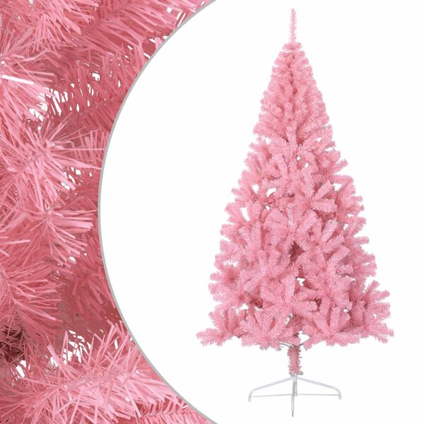 vidaXL Demi sapin de No&euml;l artificiel avec support Rose 240 cm PVC