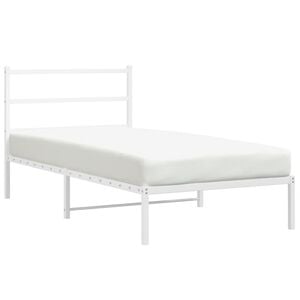 vidaXL Cadre de lit m&eacute;tal sans matelas et t&ecirc;te de lit blanc 100x200 cm