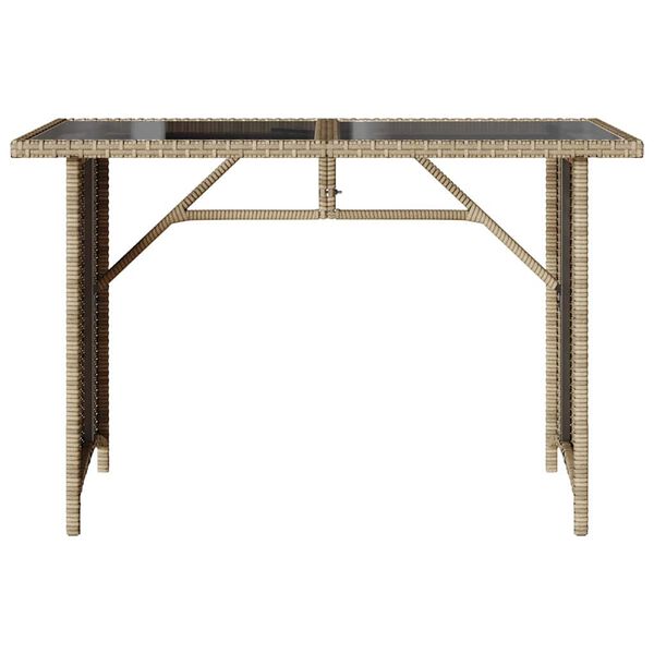 vidaXL Table de jardin avec dessus en verre beige 110x68x70 cm rotin