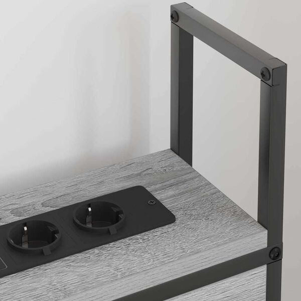 vidaXL Headboard de Rangement avec Station de Charge Sonoma gris