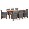vidaXL Mobilier &agrave; d&icirc;ner 9 pcs r&eacute;sine tress&eacute;e et bois d'acacia gris
