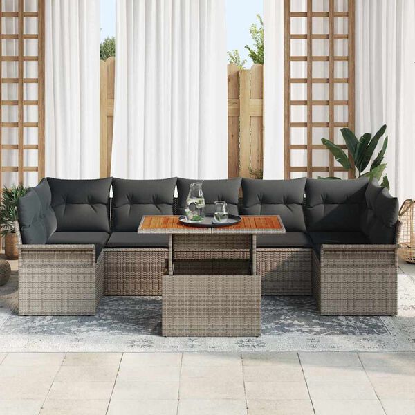 vidaXL Ensemble de canapé de jardin 8 pcs Gris Poly rotin