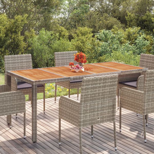 vidaXL Table de jardin dessus en bois Gris 190x90x75 cm R&eacute;sine tress&eacute;e