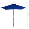 vidaXL Parasol de jardin avec m&acirc;t en bois bleu 270 cm