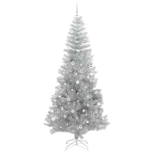vidaXL Sapin de No&euml;l avec 300 LED avec support Argent 240 cm PET