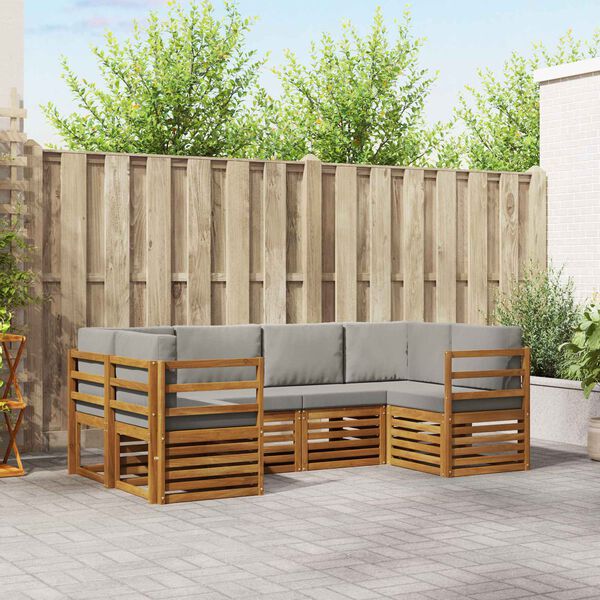 vidaXL Ensembles de canap&eacute;s avec coussin 6 pcs Gris Naturel et Clair