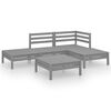 vidaXL Salon de jardin 5 pcs Bois de pin massif Gris
