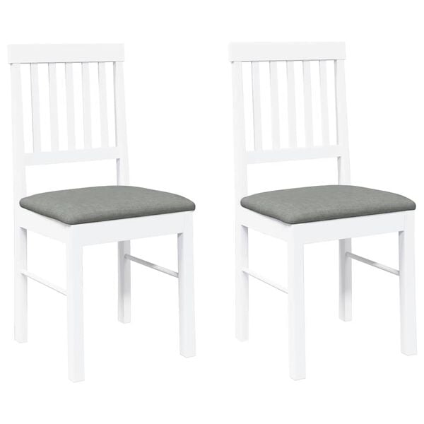 vidaXL Chaises &agrave; manger coussins 2 pcs blanc bois massif caoutchouc