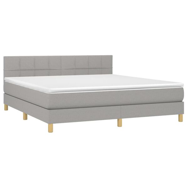 vidaXL Sommier &agrave; lattes de lit avec matelas Gris clair 180x200cm Tissu