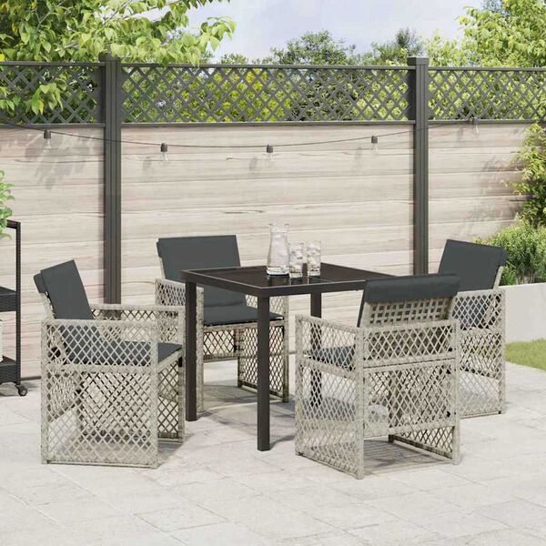 vidaXL Ensemble de salle &agrave; manger pour jardin 5 pcs Gris clair