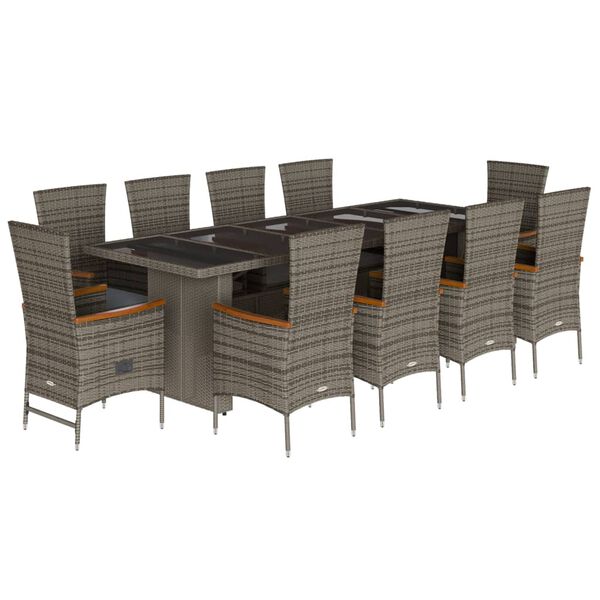 vidaXL Ensemble &agrave; manger de jardin 11pcs avec coussins gris poly rotin