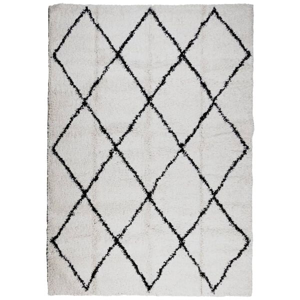vidaXL Tapis shaggy &agrave; poils longs moderne cr&egrave;me et noir 160x230 cm
