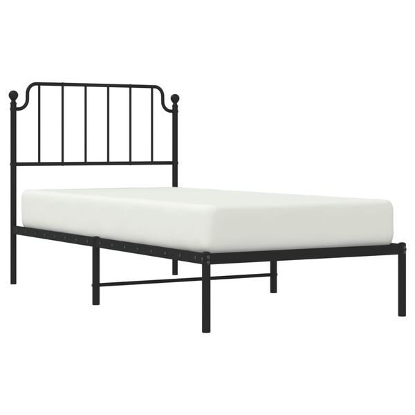 vidaXL Cadre de lit m&eacute;tal sans matelas avec t&ecirc;te de lit noir 90x200 cm