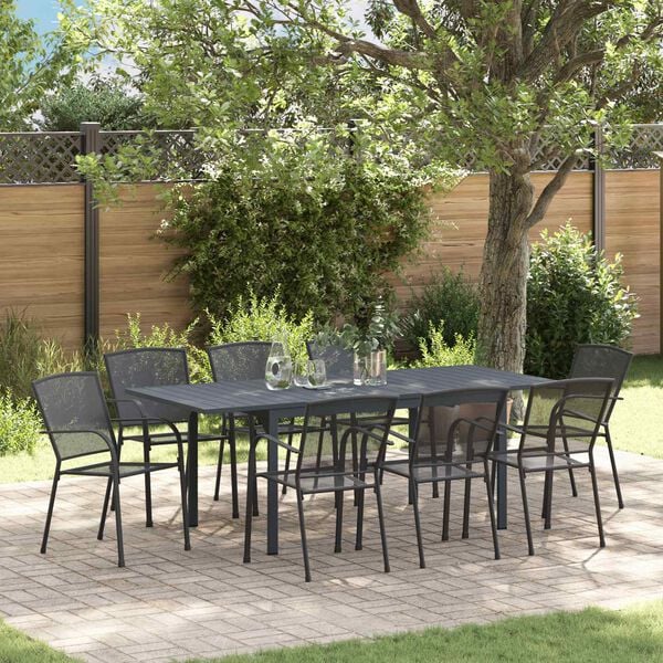 vidaXL Ensemble de salle &agrave; manger pour jardin 9 pcs Anthracite Acier
