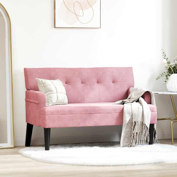 vidaXL Banc Chesterfield Rose 112 x 65.5 x 75 cm Velours