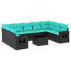 vidaXL Ensemble de canap&eacute; de jardin 10 pcs avec coussins noir r&eacute;sine tress&eacute;e