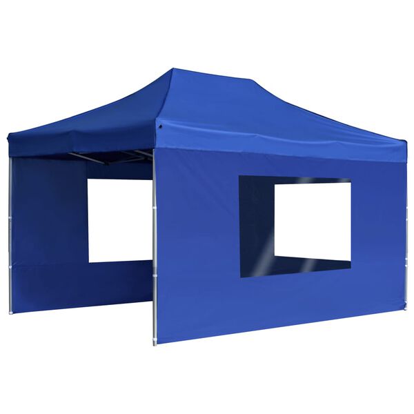vidaXL Tente de réception pliable avec parois Aluminium 4,5x3 m Bleu
