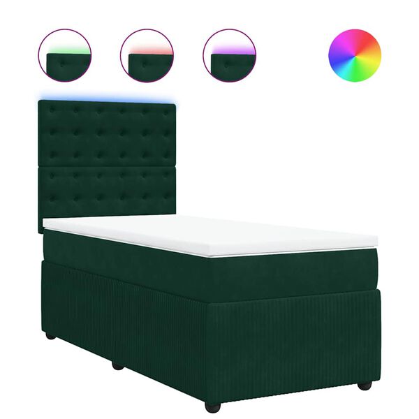 vidaXL Sommier &agrave; lattes de lit avec matelas Vert fonc&eacute; 100x200 cm