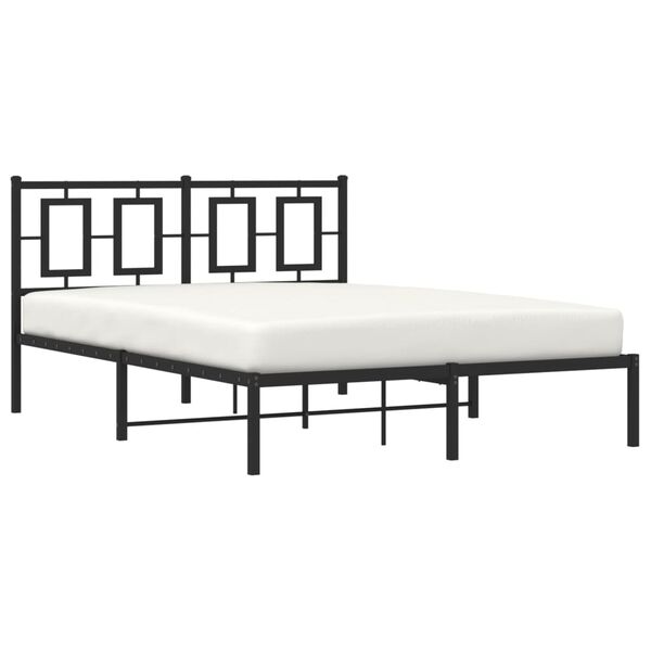vidaXL Cadre de lit m&eacute;tal sans matelas avec t&ecirc;te de lit noir 140x200cm