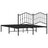 vidaXL Cadre de lit m&eacute;tal sans matelas avec t&ecirc;te de lit noir 140x190cm