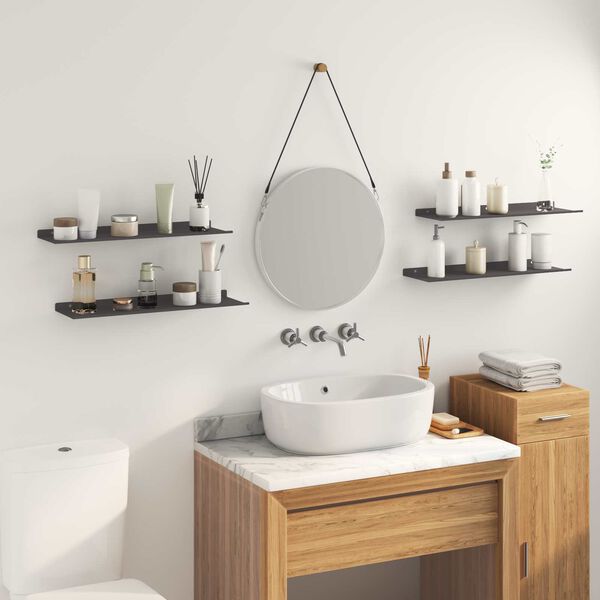 vidaXL &Eacute;tag&egrave;re flottante 4 pcs Noir 60 x 18 x 2,5 cm Acier