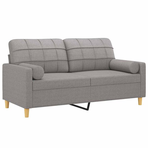 vidaXL Canap&eacute; 2 places et oreillers et coussins Gris clair 140cm Tissu