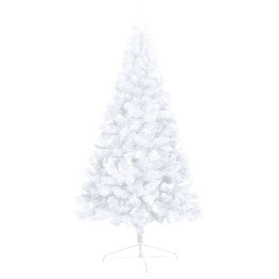vidaXL Sapin de Noël artificiel moitié avec support Blanc 120 cm PVC
