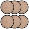 vidaXL Placemets en jute 6 pc Naturel et noir 100 % jute Tossa
