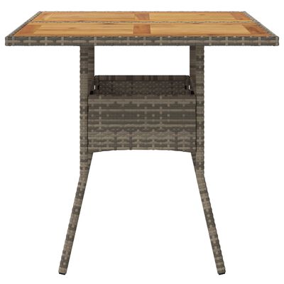 vidaXL Table de jardin et dessus en bois d'acacia gris résine tressée