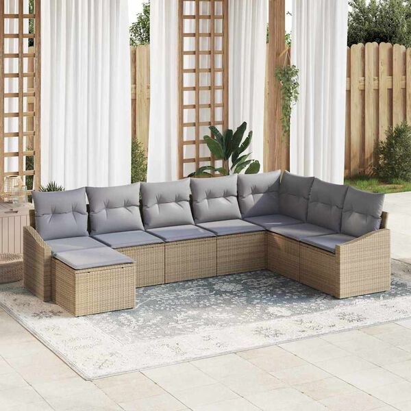 vidaXL Ensemble de canap&eacute; de jardin 8 pcs Beige et Gris clair