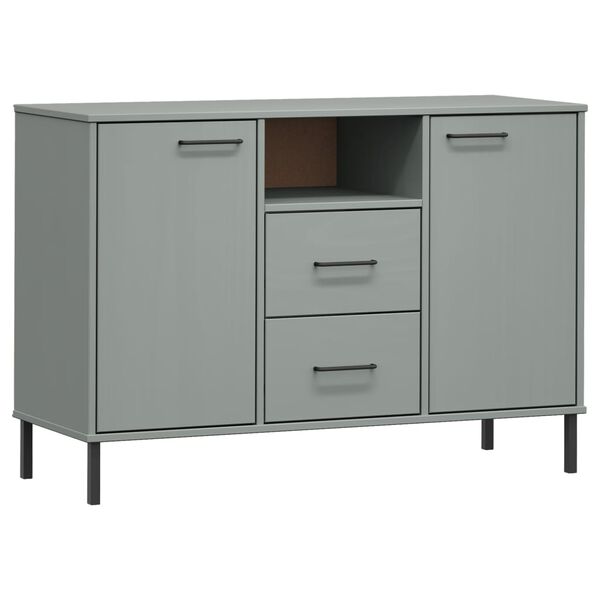 vidaXL Buffet avec pieds en métal Gris 113x40x77 cm Bois massif OSLO