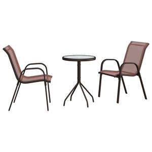 vidaXL Ensemble bistro de jardin 3 pc Marron Acier