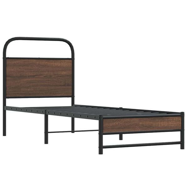 vidaXL Cadre de lit sans matelas 75x190cm ch&ecirc;ne marron bois ing&eacute;nierie