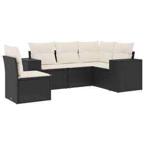 vidaXL Salon de jardin 5 pcs avec coussins noir r&eacute;sine tress&eacute;e