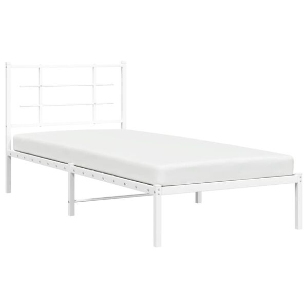 vidaXL Cadre de lit m&eacute;tal sans matelas avec t&ecirc;te de lit blanc 90x200cm