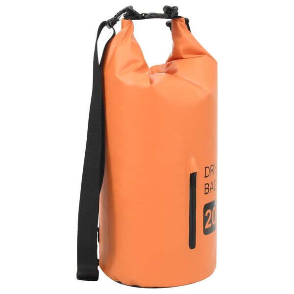 vidaXL Sac sec avec fermeture &eacute;clair Orange 20 L PVC