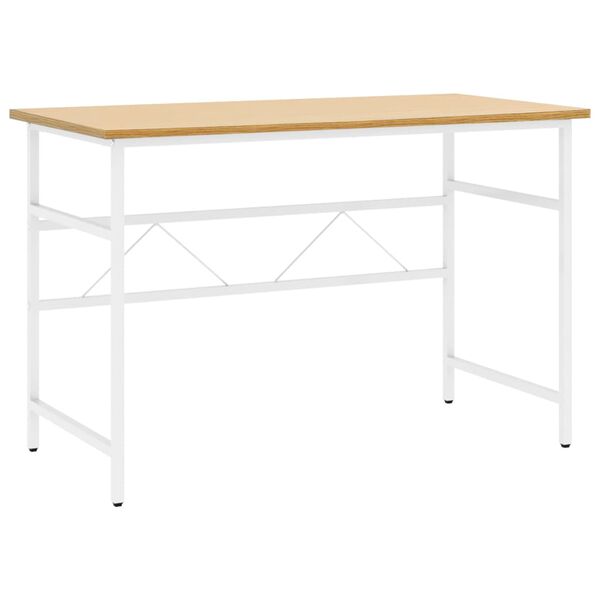 vidaXL Bureau d'ordinateur Blanc/ch&ecirc;ne clair 105x55x72 cm MDF et m&eacute;tal
