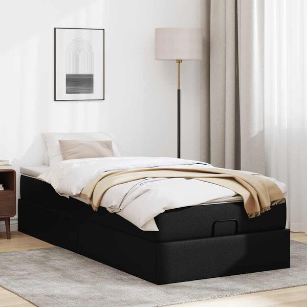 vidaXL Cadre de lit ottoman avec matelas noir 80x200 cm similicuir