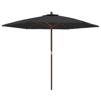 vidaXL Parasol de jardin avec mât en bois noir 299x240 cm