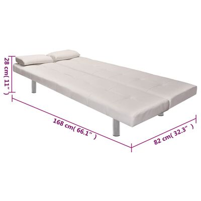 vidaXL Canapé-lit réglable avec deux oreillers Similicuir Blanc crème