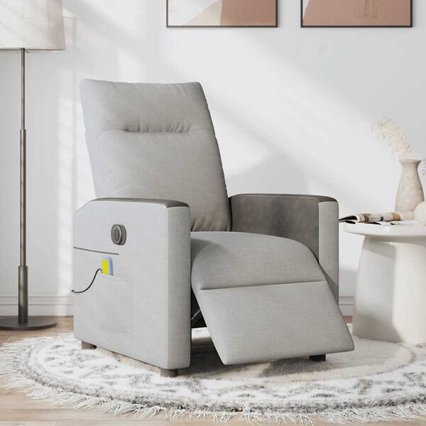vidaXL Fauteuil de massage inclinable électrique gris nuage tissu