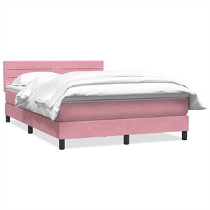vidaXL Sommier &agrave; lattes de lit avec matelas rose 140x210 cm velours