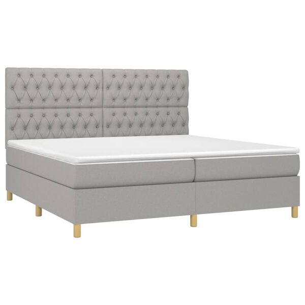vidaXL Sommier &agrave; lattes de lit matelas et LED Gris clair 200x200 cm