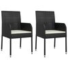 vidaXL Chaises de jardin lot de 2 avec coussins R&eacute;sine tress&eacute;e Noir