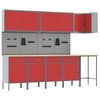 vidaXL Ensemble de placards de travail 12 pi&egrave;ces Rouge et Gris
