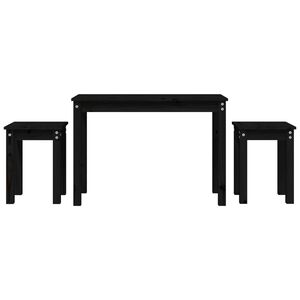 vidaXL Tables gigognes 3 pcs Noir Bois de pin massif
