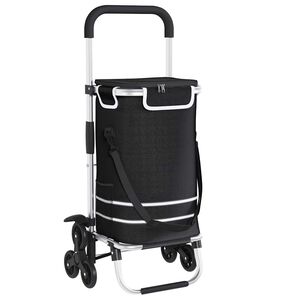 vidaXL Trolley de shopping Noir 47 x 39 x 100,5 cm Tissu Oxford