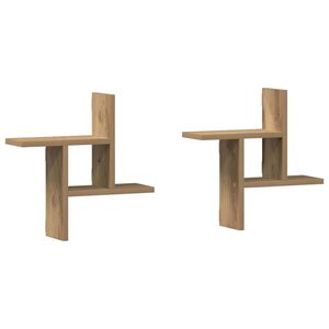 vidaXL &Eacute;tag&egrave;res murales 2 pcs ch&ecirc;ne artisanal bois d'ing&eacute;nierie