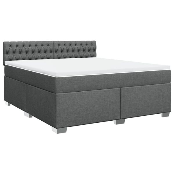 vidaXL Sommier &agrave; lattes de lit avec matelas Gris fonc&eacute; 180x200cm Tissu